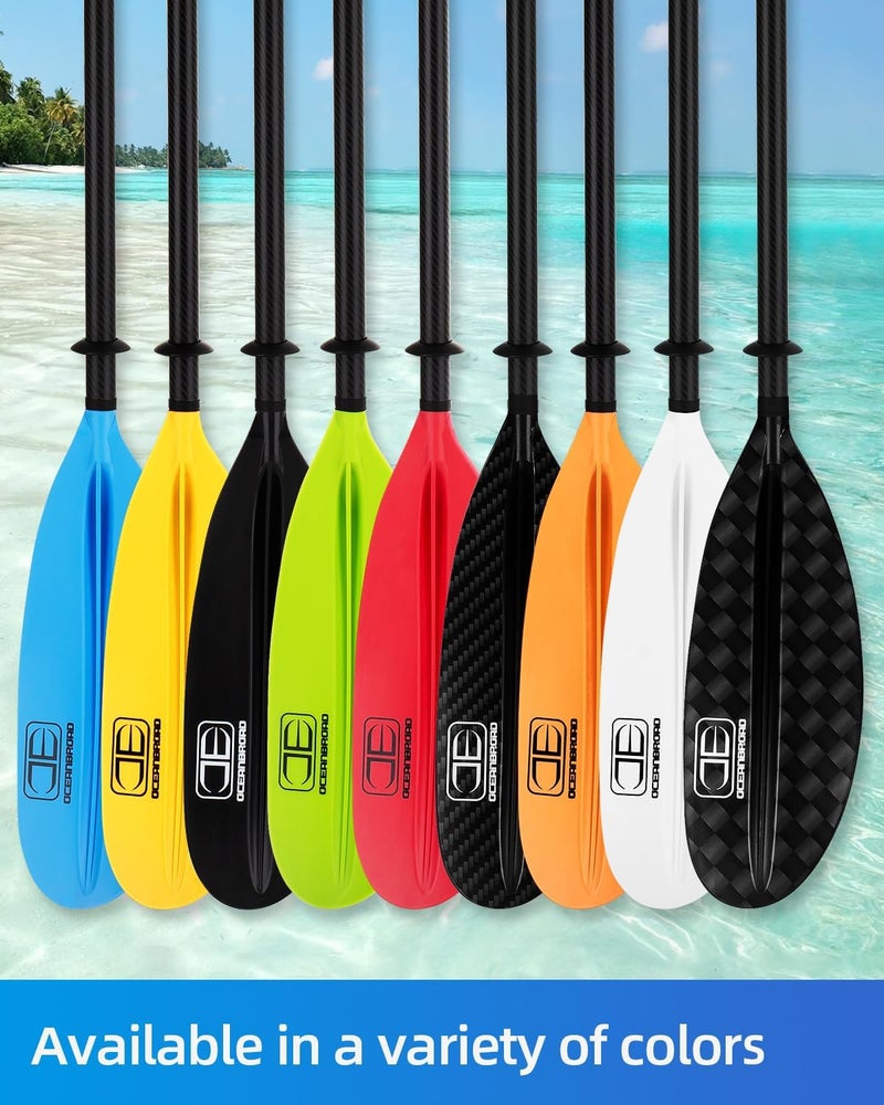 OCEANBROAD Adjustable Carbon Fiber Kayak Paddle 86in/220cm to 94in/240cm Kayaking Oar for Adults with Paddle Leash 1 Paddle - Image 3